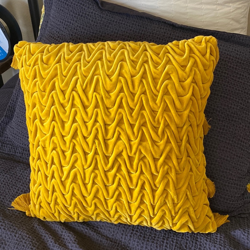 Opal House Yellow Gold Velour Throw Pillow